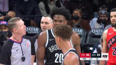 [Highlight] Chris Boucher loses his mind and catches a tech after forcing a Nets turnover