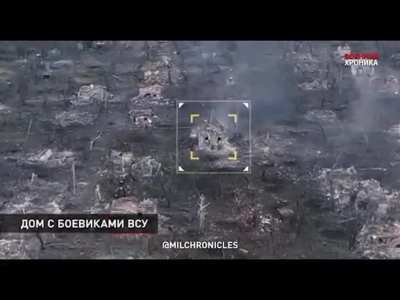 RU pov: Two Russian tanks of the 11th Regiment DPR in urban combat against AFU held positions within Pervomaisk (ext. footage)