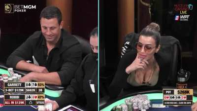 Guy thinks woman just cheated in a $270k poker hand