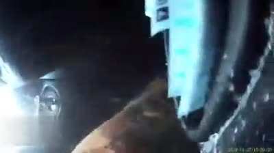 Towing a truck across a road