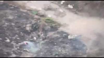 Video of soldier being blown to bits by a FPV drone in the Ukraine war. 