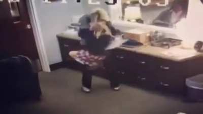 Security cam catches the moment a young girl finds out she&rsquo;s going to be adopted