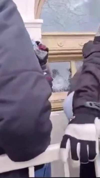 Trump Supporter To ANTIFA BREAKING The Capitol Window &ldquo;Hey WTF man! Are you Antifa? Are you *%!% Antifa? What are you doing??&rdquo; While crowd boos.