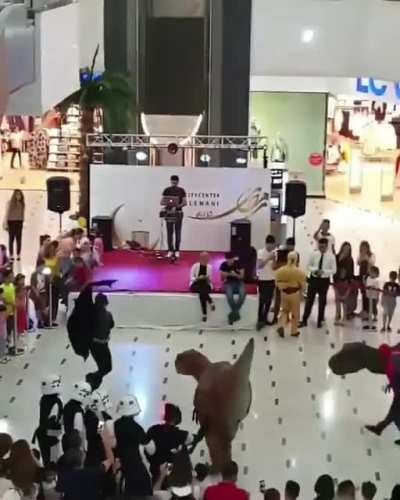 What happens when darth vader, stormtroopers, spiderman, batman, and dinosaurs enter a mall