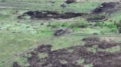 UA Kamikaze Drone Destroys A Russian Tank.