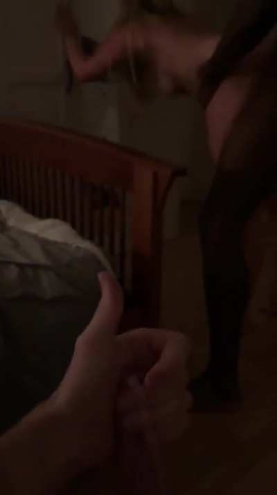 Watching his milf get blacked