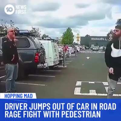 Driver picks a fight (or dance battle) with pedestrian