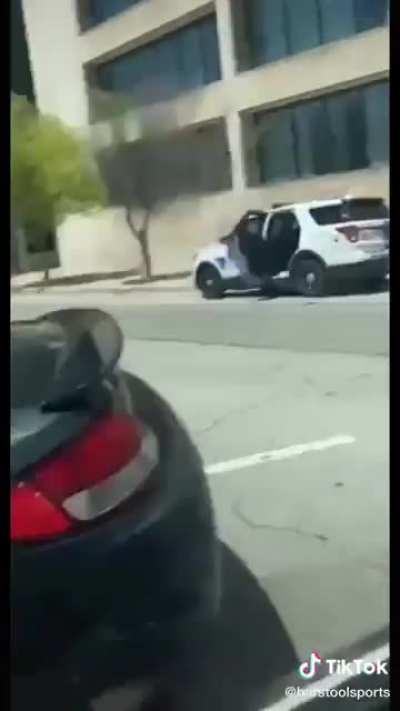 Lady makes her escape when no one is looking