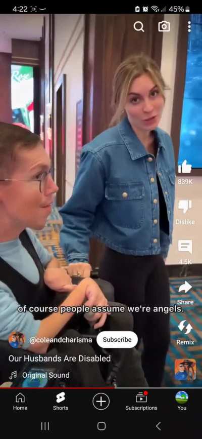 "Our husband's are disabled so of course we have to take advantage and make videos about it."