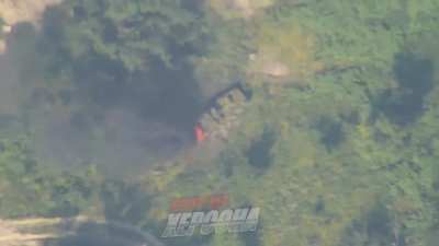 Ukrainian M120 Rak self-propelled mortar was destroyed by a Russian Lancet 