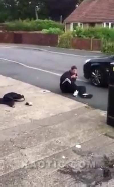 1 punch KO. Breaks His Leg On The Way Down