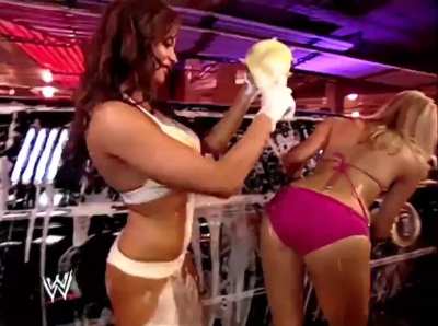 Ashley Massaro makes her WWE pay-per-view debut at SummerSlam 2005 in the WWE Divas Bikini Car Wash alongside Torrie Wilson, Maria Kanellis, Candice Michelle, and Stacy Keibl<wbr>er.❤️<wbr>🤍🩷🖤💛💜