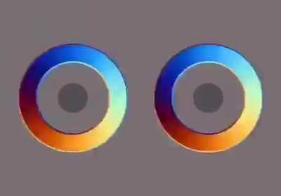 Dois c&iacute;rculos do mesmo tamanho girando em dire&ccedil;&otilde;es diferentes