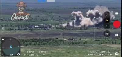 Position of Russian drone operators in Novoprokopivka village in the Zaporizhzhia region was bombed by the Ukrainian Air Force, which used the Armement Air-Sol Modulaire commonly called AASM HAMMER (05/May/2024)