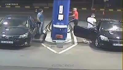 Customer refused to put out cigarette at gas station