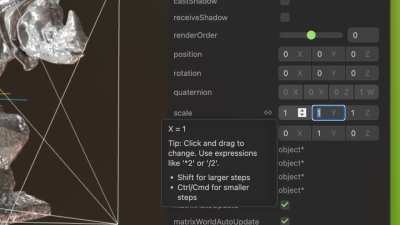 Improved number input for Needle Inspector (free inspector + MCP for three.js)