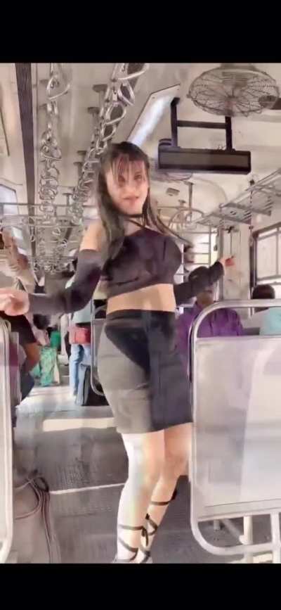 Girl thinks the train is her studio&hellip; also, the purple shirt guy 