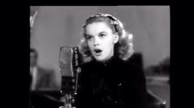 Judy Garland singing "Over The Rainbow" at the age of 21 filmed during a broadcast of the Command Performance radio program, 1943.