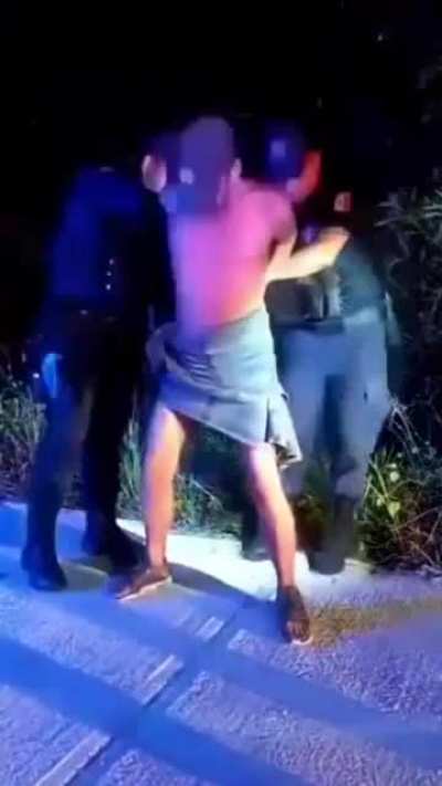 Dude who got arrested can't hold it anymore