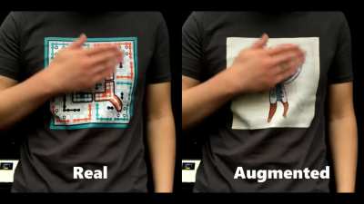 Augmented reality t-shirt I made. When you wear the t-shirt, you can change it&rsquo;s appearance in photos and videos by using an app
