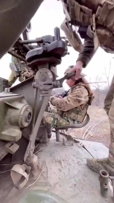AZP S-60 57mm anti-aircraft gun crew operating against Russian positions. 23rd Motorized Battalion "Khortytsia" of the 56th Motorized Brigade. March 2024