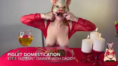 GingerCris - Piglet Domestication: S1E3 Elegant Dinner with Daddy 🐷💩👅👩🏻&zwj;🦰
