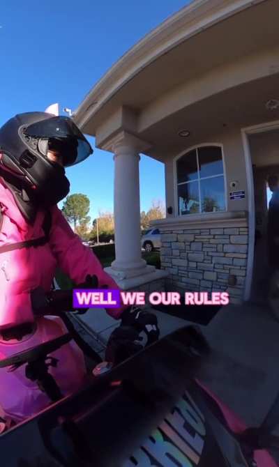 Nurse argues with guard after she is denied entry into a gated community for driving a motorcycle