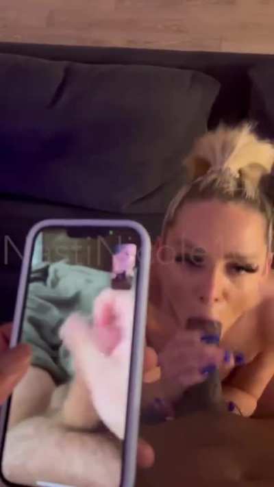 Hubby was so upset he couldn’t be present for my new bull due to his work trip, so I made sure he got to witness me waking up this monster cock before fucking me 😏