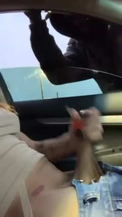 Curious Stranger Watching Tgirl Jerking Off in Car