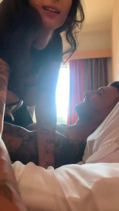 being interrupted by the hotel maid while sitting on my bf