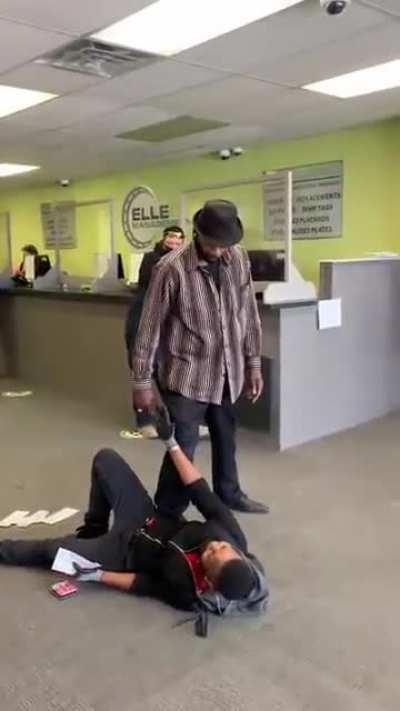 "I'm gonna arrest you. and IM the one that's gonna write the report!" Black off duty cops puts hands on a younger guy @ a DMV in Florissant MO (same relative area as the Michael brown shootings.)