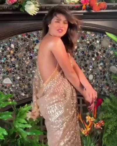 Priyanka Chopra flaunting her body in a slutty saree and nothing else