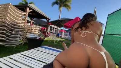 I rode a dick in the middle of resort while the workers were at the bar watching