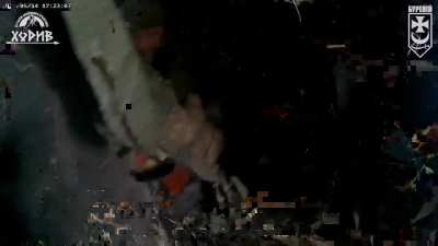 Additional footage of Ukrainian soldier callsign "Hunter" killing 2 Russians in trench. Full 22 minute interview of "Hunter" with more helmet cam footage in comments.