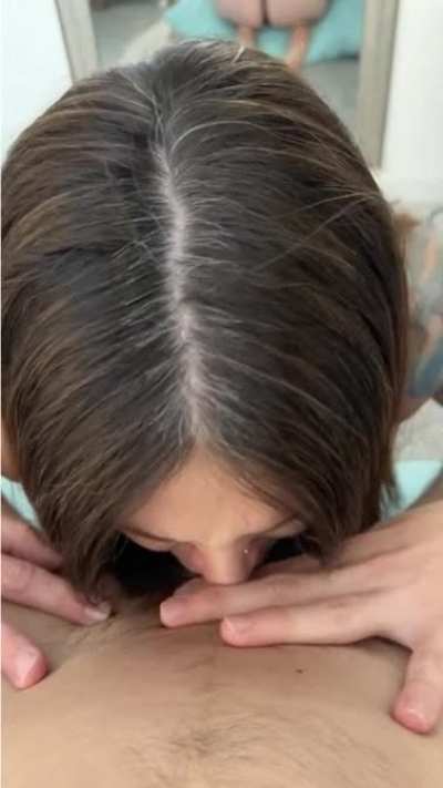 I’m allowed to do this to this one. You should come see this full vid of cock worship with my hands, mouth, throat, and titties. Free on newsfeed in links