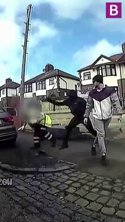 Three armed thugs launched a violent assault on bin men in Stoke-on-Trent after one of the workers had a road rage confrontation with a truck driver.