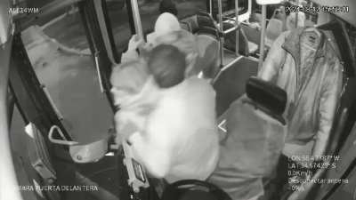 Lan&uacute;s: A criminal tried to rob a bus driver on line 9 and a woman threw him out with her bag