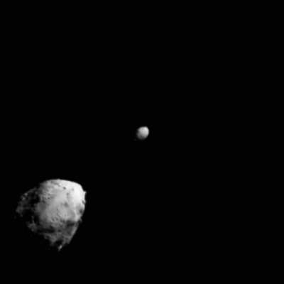 I tracked/stabilized and sped up the footage of DART approaching and impacting asteroid moonlet Dimorphos.