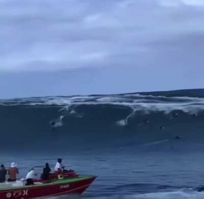 Kauli Vaast surfing a monster wave at Teahupo&rsquo;o, Tahiti.