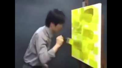 man screams at yellow paint