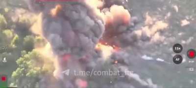 The instant destruction of a russian BM-21 &ldquo;Grad&rdquo; MLRS after it was stuck with an fpv drone in the Kharkiv region