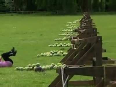 The catapult of destiny- has a 50% chance of hitting the user