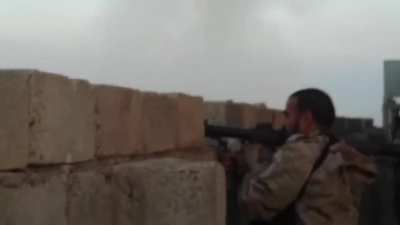 Iraqi soldiers catastrophically blow up a ISIS suicide truck at close range.