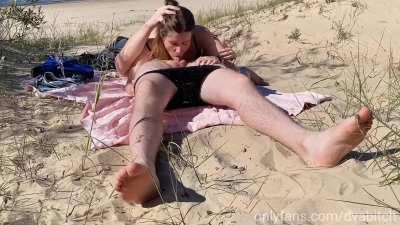 Step Sister Got Mouthfucked at the public beach