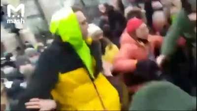 Guy is beaten unconscious during protests in Moscow