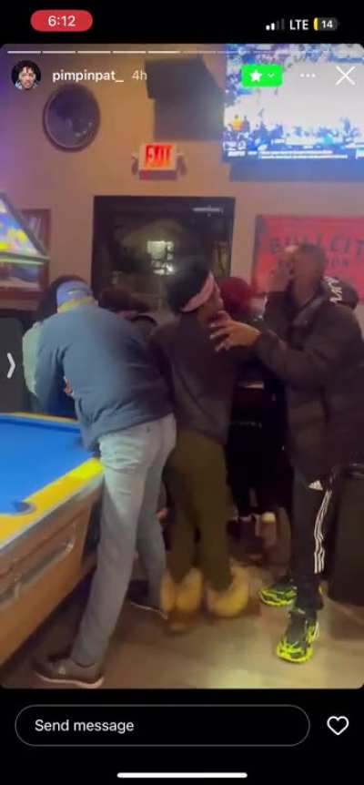 Crazy bitch at a bar in Cincinnati not looking where she punching hitting a old man and her friend getting dropped n stomped out 😵🤦🏼&zwj;♂️demon time wtf goin on😂😂