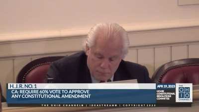 OH committee erupts as the GOP chair prevents 100+ people from testifying against making citizen ballot measures more difficult. The bill would help prevent reproductive rights from being enshrined in the state constitution. OH State Rep. Russo (D) "This 