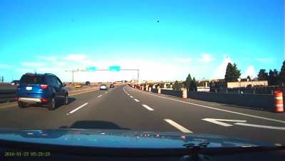 Lifted truck recklessly cuts me off, blocks my vision of a multi car accident ahead (guy stopped on the bridge because his hood came loose), and drives off. No one was badly hurt and I lived to tell the tale...(my audio is reversed too for some reason..)