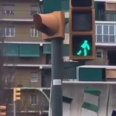 Traffic light says "GO CRAZY"