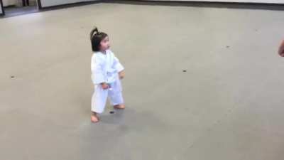 3 year old taekwando student reciting student creed